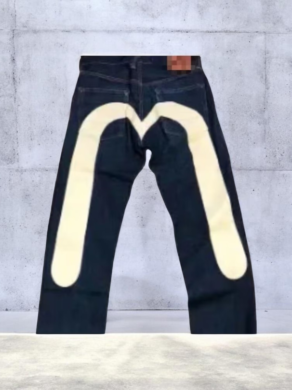 Evisu Jeans With The Bathing Ape!!!!36 Men's Black Jeans with Cream Arch Detail